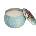 Glass cup relief pattern scented candle with lid soy wax